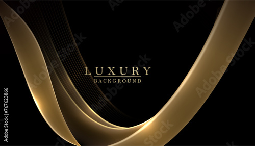 Illustration with isolated golden color arcs with glitter on a black background.