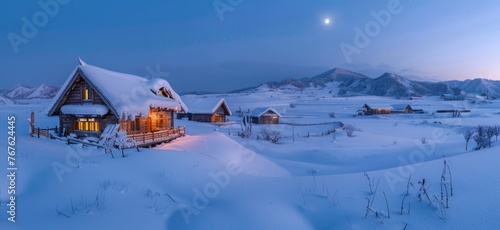 A village in the snow