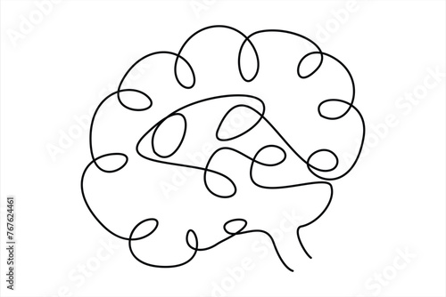 Continuous one line drawing of human brain. Hand drawn minimalism style. brain line art vector illustration 