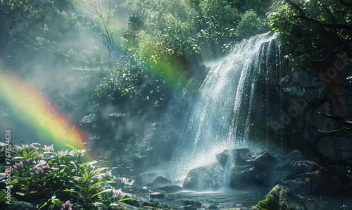 waterfall in the forest-generative ai