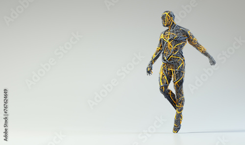 Man made of wire over clean background.