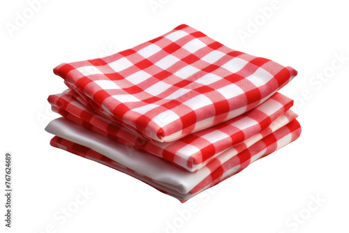 Towering Trio of Classic Checkered Cloths. On White or PNG Transparent Background.