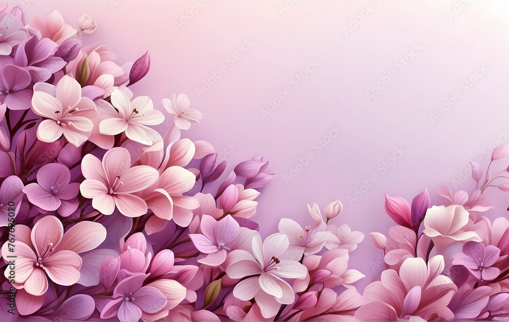 Beautiful Wide Angle soft spring background with lilac flowers