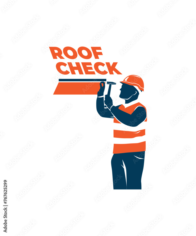 Worker is checking the roof illustration Worker is checking the roof illustration
