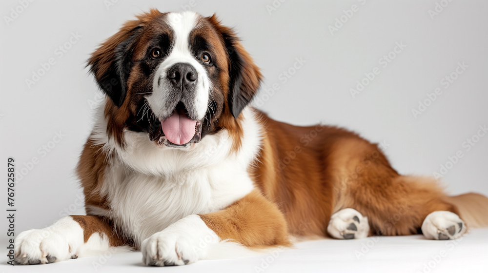 Saint Bernard in front of the color background