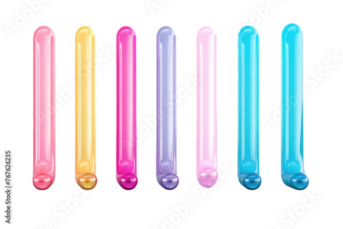 Symphony of Colors  A Vibrant Row of Plastic Pens. On White or PNG Transparent Background.
