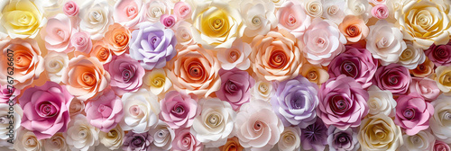close up pastel colored roses background  colorful rose background  banner  wedding day  valentine  mothers day  banner