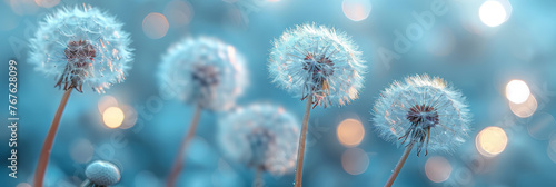 blue dandelion background. Freedom to Wish. Dandelion silhouette fluffy flower on sky. Seed macro closeup. Soft focus. Goodbye Summer. Hope and dreaming concept. Fragility. Springtime.