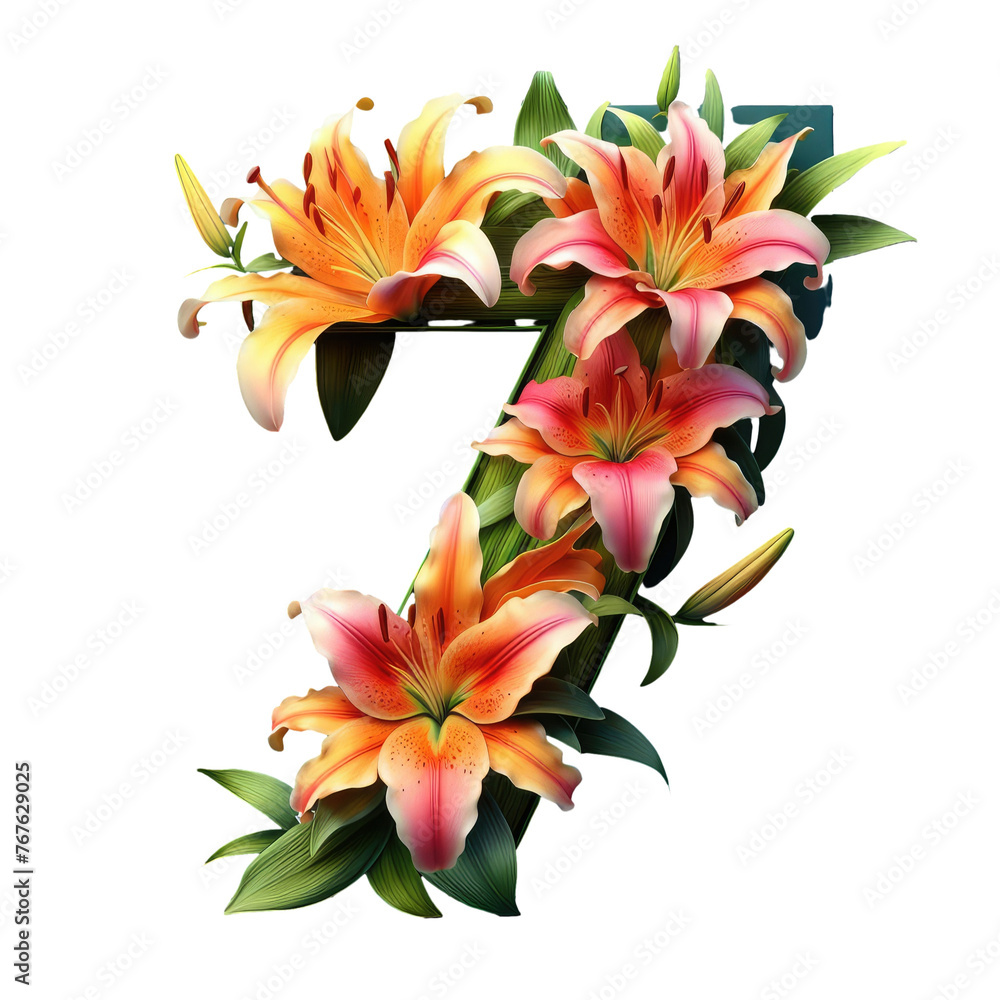 Isolated 3D Number on a Clear PNG Canvas, Generative AI Isolated 3D Number on a Clear PNG Canvas, Generative AI