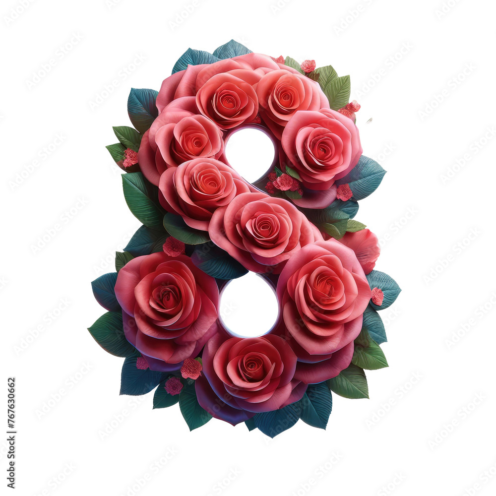 Isolated 3D Number on a Clear PNG Canvas, Generative AI Isolated 3D Number on a Clear PNG Canvas, Generative AI