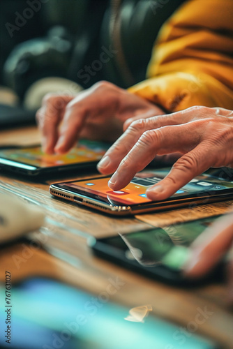 Close-ups of hands adjusting accessibility settings on devices.