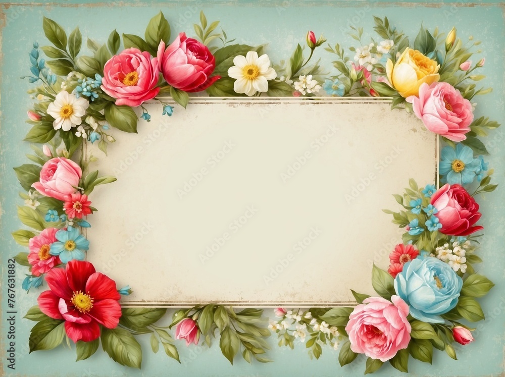 Spring Blossom Frame, Pastel Floral Arrangement, Fresh Nature Concept, Ideal for Wedding Invitations, Greeting Cards, and Social Media Banners, Whimsical Garden Style with Copy Space