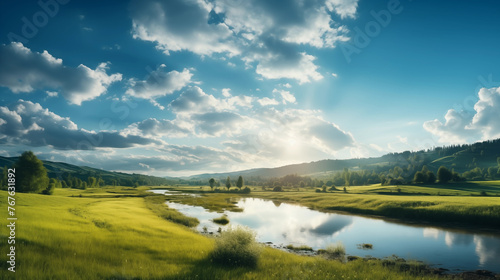 Gorgeous summer view adorned with cobalt skies, brilliant sunshine