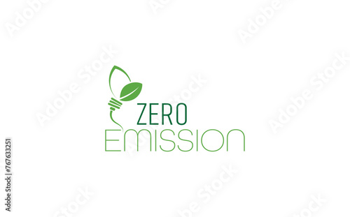zero emission sign on white background	