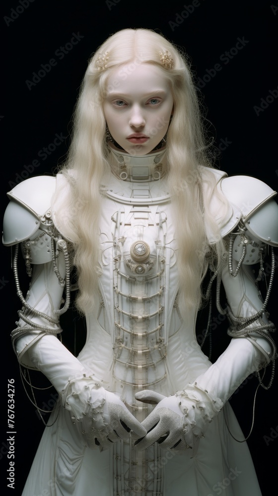 White Robot in Renaissance costume, fantasy, the ultra-realistic quality of the image White Robot in Renaissance costume, fantasy, the ultra-realistic quality of the image