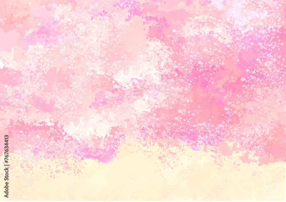 桜　春　ピンク　イエロー　水彩　背景　イメージ