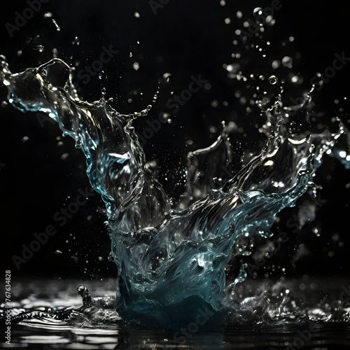 Water splash on the black background