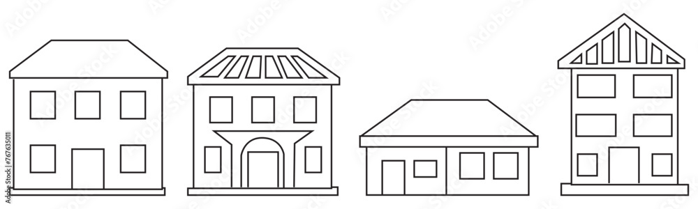 House Line Icon Vector / Home icon / Building houses - Vector thin line icon House Line Icon Vector / Home icon / Building houses - Vector thin line icon