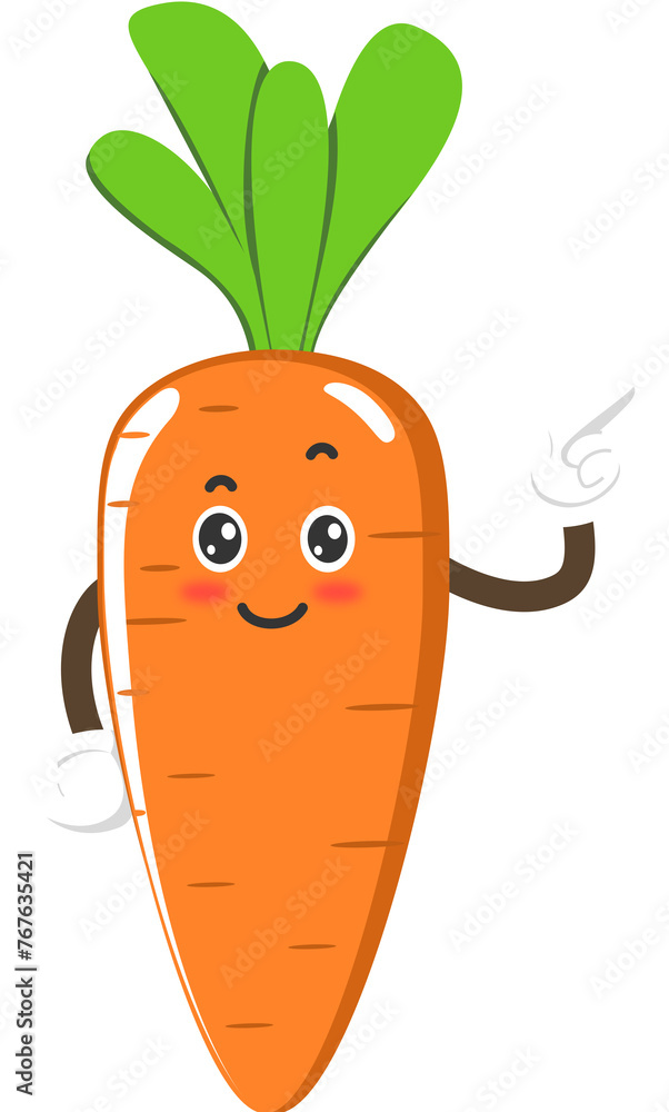 Orange carrot cartoon character adorable face with pose Orange carrot cartoon character adorable face with pose
