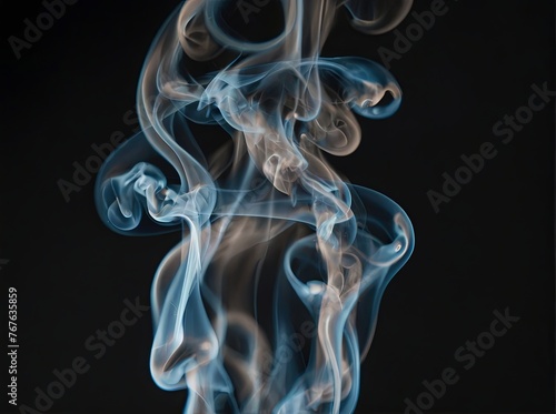 smoke curls on a black background