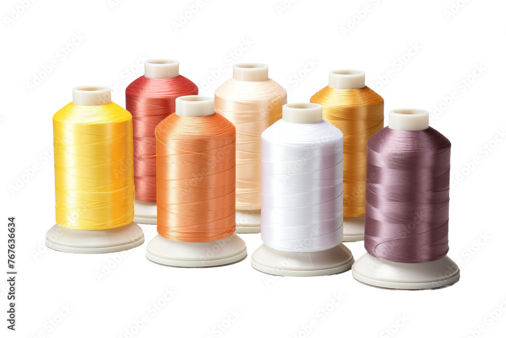 Towering Tapestry: A Stack of Spools. On White or PNG Transparent Background. Towering Tapestry: A Stack of Spools. On White or PNG Transparent Background.