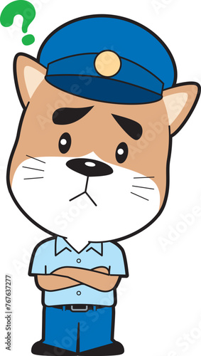 疑問を感じている犬ポリス