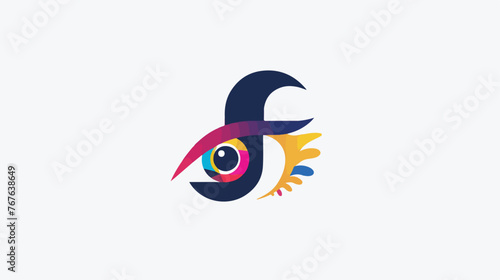 F initial letter with eye logo template for business