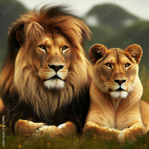 ライオンのカップル  © aqua214