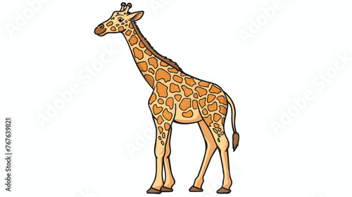 Giraffe coloring picture. Flat vector isolated on white