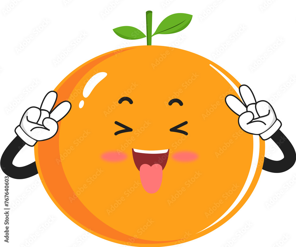 Obraz premium cute orange fruit character with pose