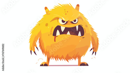 Illustration of an angry yellow monster on a white background