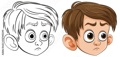 Two cartoon boys showing different emotions.