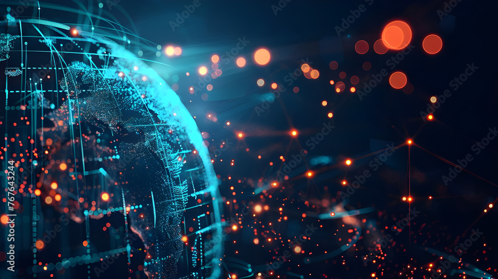 The digital world globe refers to the concept of global connectivity, high-speed data transfer, cyber technology, information exchange, and international communication The digital world globe refers to the concept of global connectivity, high-speed data transfer, cyber technology, information exchange, and international communication
