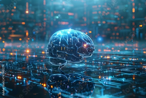 Exploring the Concept of Digital Brain with AI Technology, Big Data, Deep Learning, and Machine Thinking Process. Concept AI Technology, Big Data, Deep Learning, Machine Thinking, Digital Brain