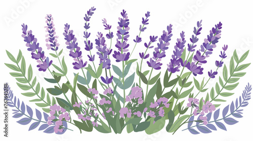 Lavender Bouquet Flat vector isolated on white background