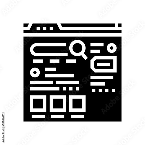 brand serp seo glyph icon vector. brand serp seo sign. isolated symbol illustration