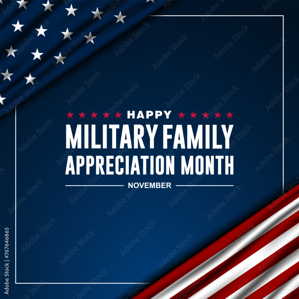 Happy National Military Family Appreciation Month Is November. Background Vector Illustration