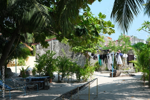 Beautiful local village at Mathiveri island. Mathiveri is one of the westernmost islands in the Maldives. photo
