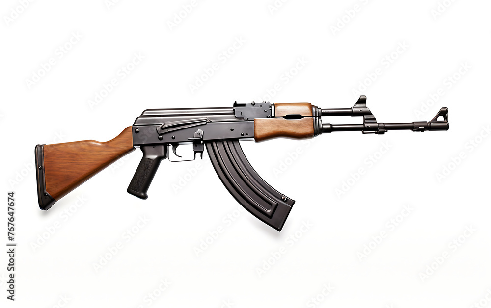 AK47 assault rifle isolated on white background. 3D illustration. AK47 assault rifle isolated on white background. 3D illustration.