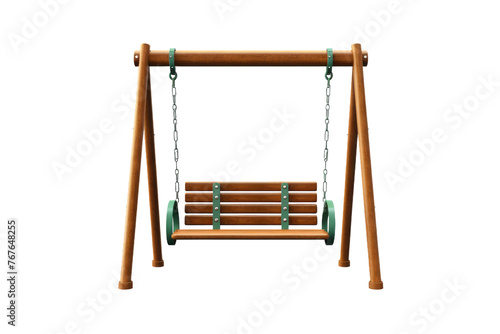 Whispering Secret Wonders: A Wooden Swing With Two Swings Attached. On White or PNG Transparent Background.