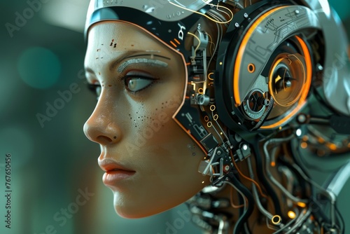 Cyborg woman  a vision of advanced AI with human-like features and intricate circuits