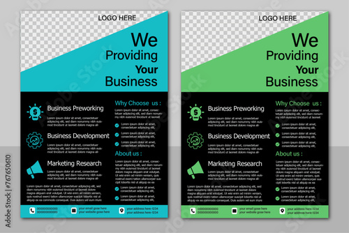 Corporate Business flyer template vector design, Flyer Template ,Corporate Business flyer IT Company flyer . A bundle of 2 templates of different colors a 2 flyer template, modern business flyer .	
