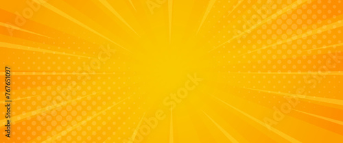 Bright orange gradient abstract banner background. Orange comic sunburst effect background with halftone. Suitable for templates, sales banners, events, ads, web, and headers