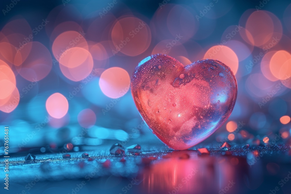 Pink glass heart on shards Pink glass heart on shards