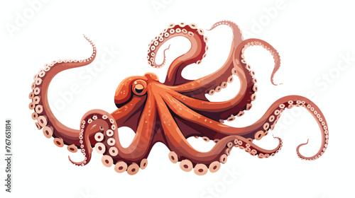 Awesome Octopus flat vector isolated on white background