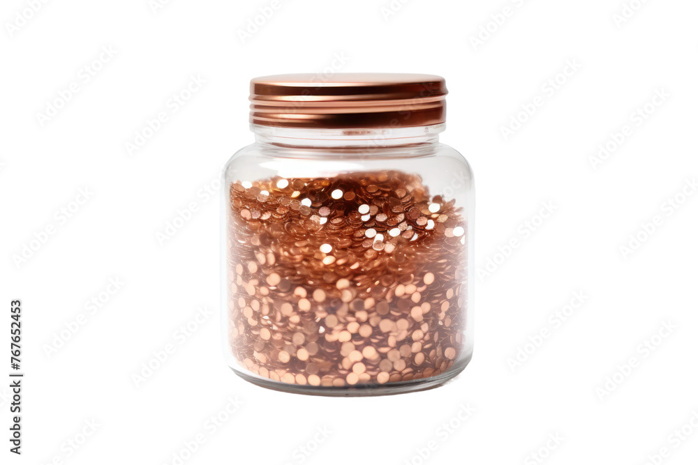 Jar of Glittering Gold: A Sparkling Treasury. On White or PNG Transparent Background. Jar of Glittering Gold: A Sparkling Treasury. On White or PNG Transparent Background.