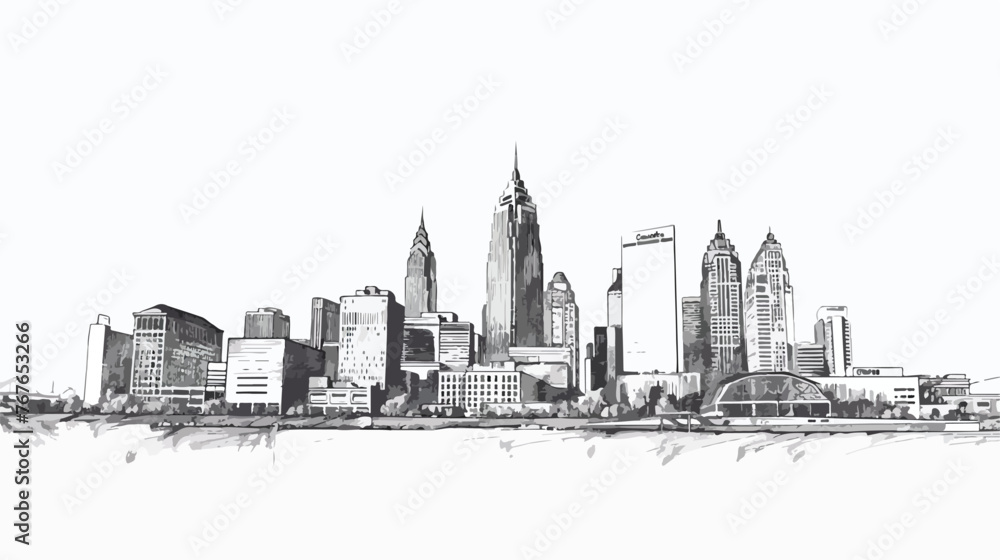 Building view with landmark of Cleveland isolated the city - obrazy, fototapety, plakaty 