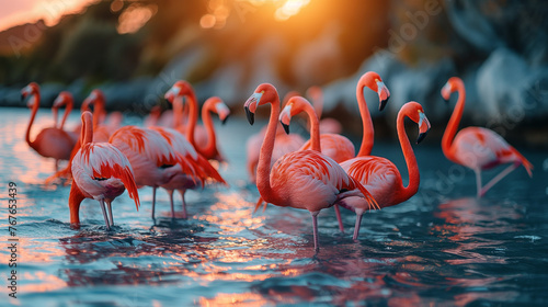 Migratory wild flamingoes . © Janis Smits
