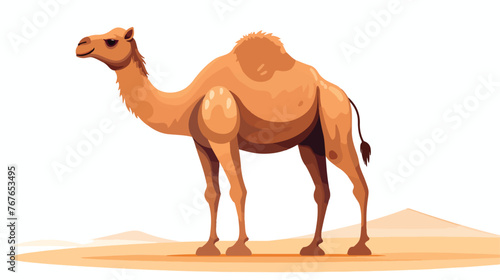 Camel isolated on white background flat vector 