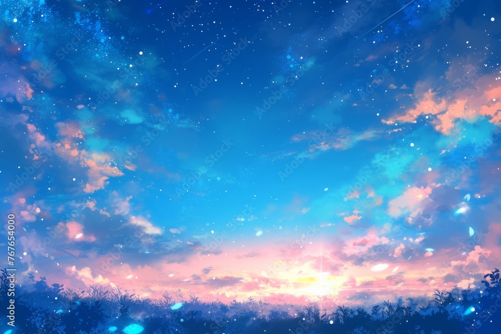 Anime magical sky, background, wallpaper, night